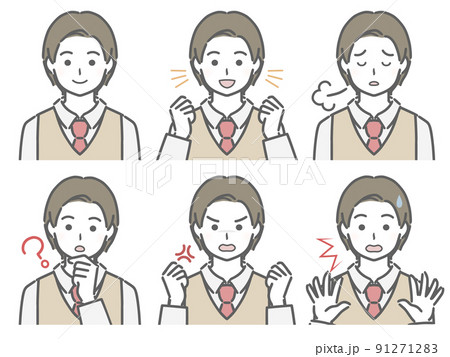 男子学生の色々な表情（ベスト） 91271283