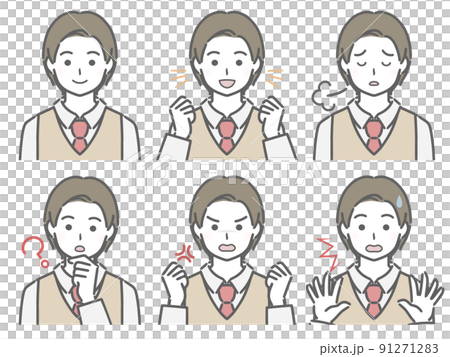 男子学生の色々な表情（ベスト） 91271283