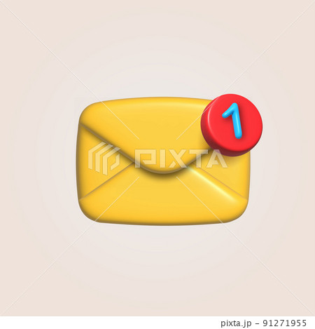3d mail envelope icon with unread notification. Vector 91271955