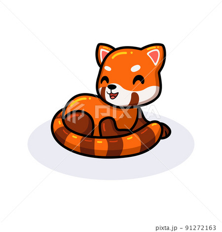 Cute little red panda cartoon sitting Cute little red panda cartoon sitting 91272163