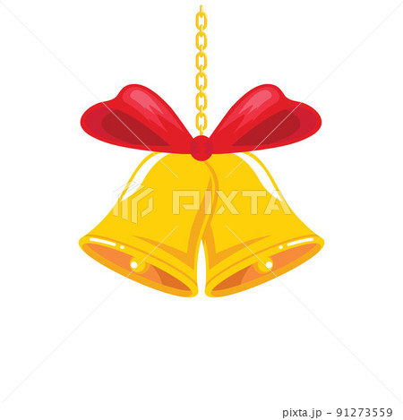 Christmas bells with red ribbon Vectors element concept design template 91273559