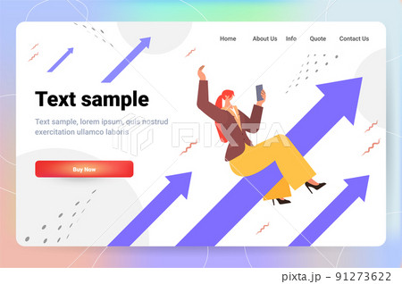 businesswoman using smartphone on upward arrows financial growth business development concept businesswoman using smartphone on upward arrows financial growth business development concept 91273622