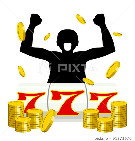 スロットのスリーセブンを揃えた男のアイコン 91273676