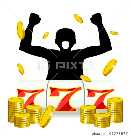 スロットのスリーセブンを揃えた男のアイコン 91273677