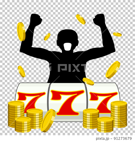 スロットのスリーセブンを揃えた男のアイコン 91273679