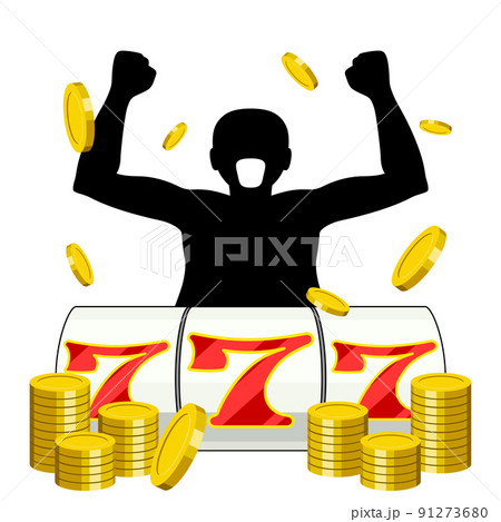 スロットのスリーセブンを揃えた男のアイコン 91273680