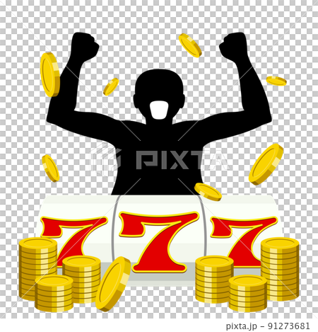 スロットのスリーセブンを揃えた男のアイコン 91273681