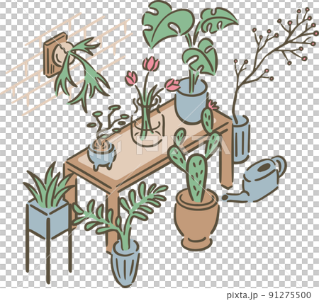 Houseplant section. Isometric illustration. Houseplant section. Isometric illustration. 91275500