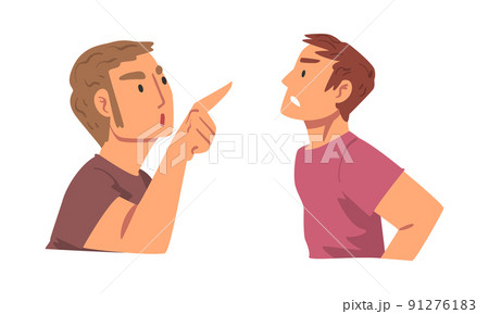 Angry Frowning Man Character Expressing Distaste and Antipathy for Someone Vector Set 91276183