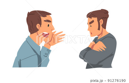 Angry Frowning Man Character Expressing Distaste and Antipathy for Someone Vector Set 91276190
