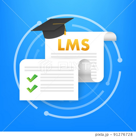 Flat web template with lms for concept design. Concept of learning management system 91276728
