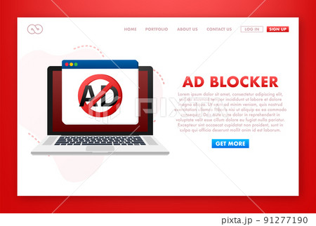 No ads for promotion design. Vector logo. Banner for concept design. Sale vector illustration. Internet technology. Internet advertisement 91277190