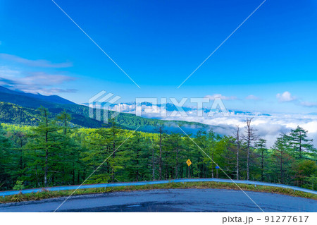 八千穂高原　日向木場展望台から見る雲海【長野県】 91277617