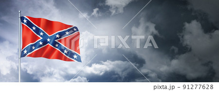 Confederate flag on a cloudy sky 91277628