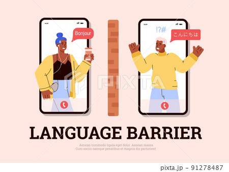 Banner about language barrier flat style, vector illustration 91278487