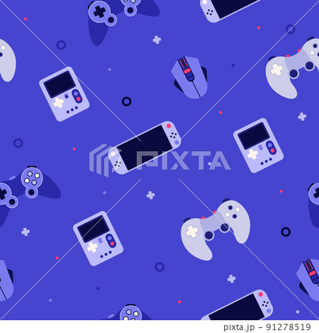 Seamless pattern with gamer equipment flat style, vector illustration 91278519