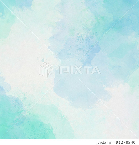 水彩絵の具　淡い色　ブルー系　滲み 91278540