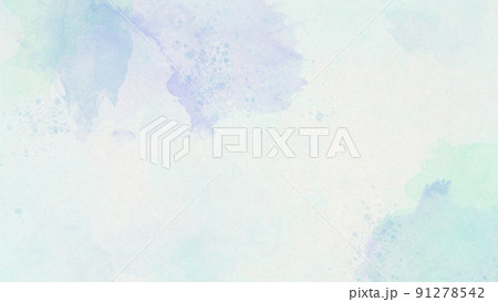 水彩絵の具　淡い色　ブルー系　滲み 91278542