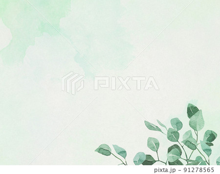 水彩絵の具　淡い色　葉　滲み 91278565