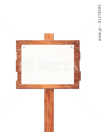 木の看板　水彩画 91278585