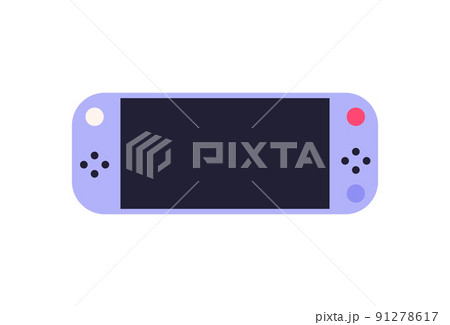 Blue portable wireless game console, screen and buttons flat style 91278617