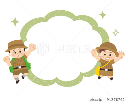 探検隊の子供と吹き出し　ボーイスカウト　冒険　アウトドア 91278762