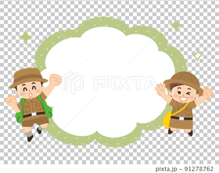 探検隊の子供と吹き出し　ボーイスカウト　冒険　アウトドア 91278762