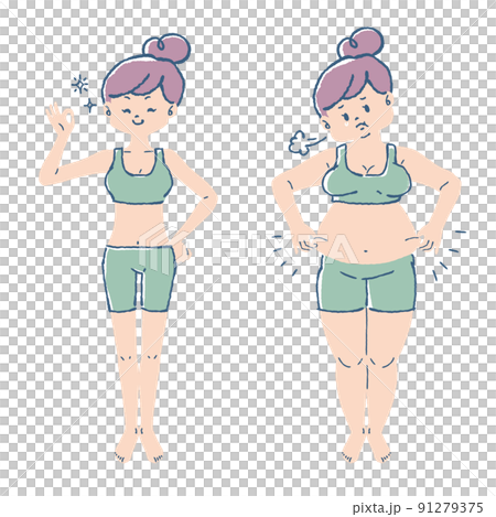Women before and after diet 91279375
