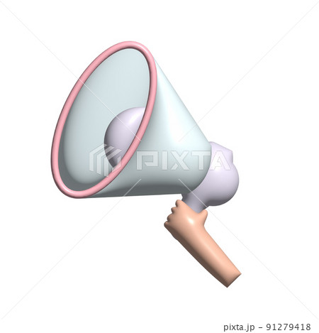 Hand holds a megaphone speaking 91279418