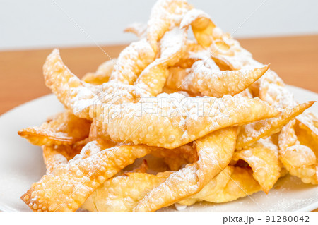 Homemade polish Angel Wings known in Poland as faworki or chrusty. 91280042