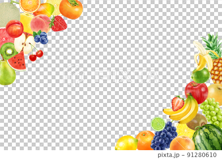 水彩イラスト フルーツ フレーム ポストカード 91280610