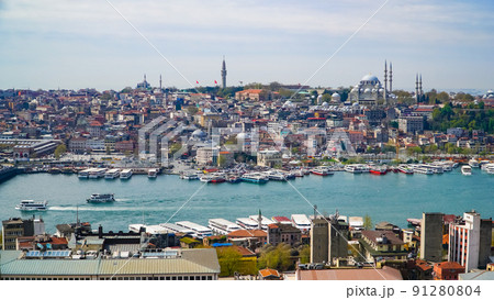 Great view of Istanbul from the Galata Tower.Turkey. European part of the city. Great view of Istanbul from the Galata Tower.Turkey. European part of the city. 91280804
