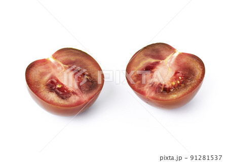 Delicious red tomato cut in half. Tasty fruits 91281537