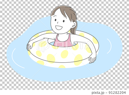 Illustration material of a girl playing with a float 91282204