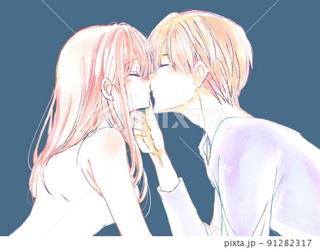 キスする男女のイラスト素材