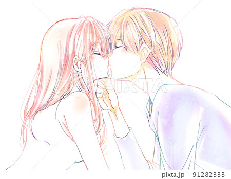 キスする男女 91282333
