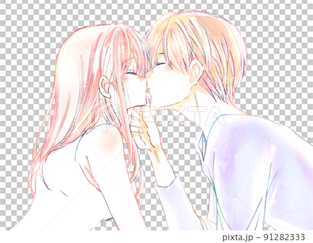 キスする男女 91282333