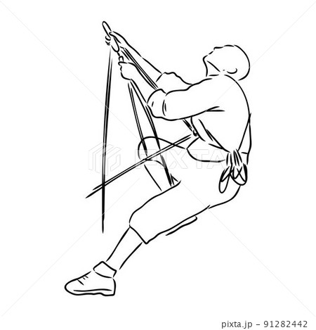 climber climbing a cliff, rock climber vector sketch 91282442