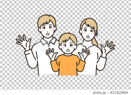 驚く若い家族のベクターイラスト素材 91282864