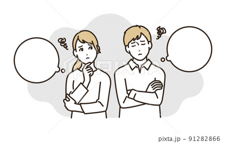 悩む若い夫婦のベクターイラスト素材 91282866