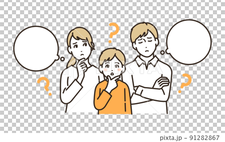 考える若い家族のベクターイラスト素材 91282867