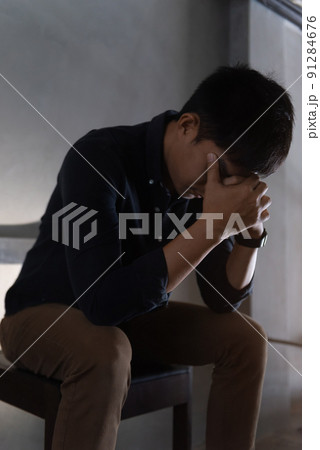 Working male are under stress from working. 91284676