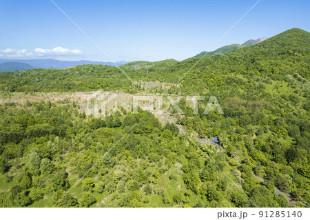 洞爺 西山山麓火口を空撮 91285140