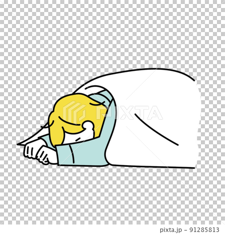 寝起きが悪く苦しむ女性のイラスト 91285813