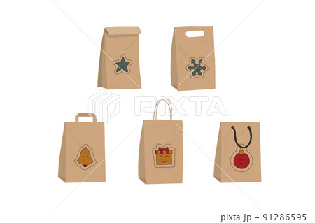 Paper Christmas craft packages set. Vector illustration image. 91286595