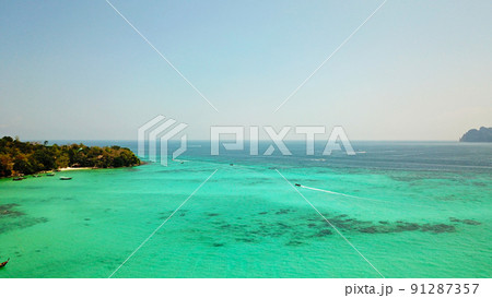 Turquoise clear water. Yachts, boats floating. Turquoise clear water. Yachts, boats floating. 91287357