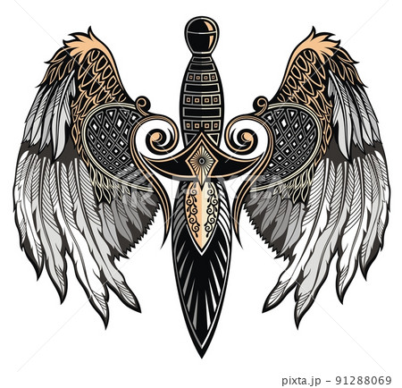 Winged sword tattoo Stock Photos and Images  agefotostock