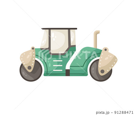 Vector illustration of an asphalt paver. Road works 91288471