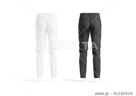 Blank black and white man pants mockup, back view 91292020