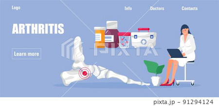 Rheumatoid arthritis of the foot. Tiny doctors treat rheumatism, osteoarthritis, gout, make ultrasound, x ray. World arthritis day in October. 91294124